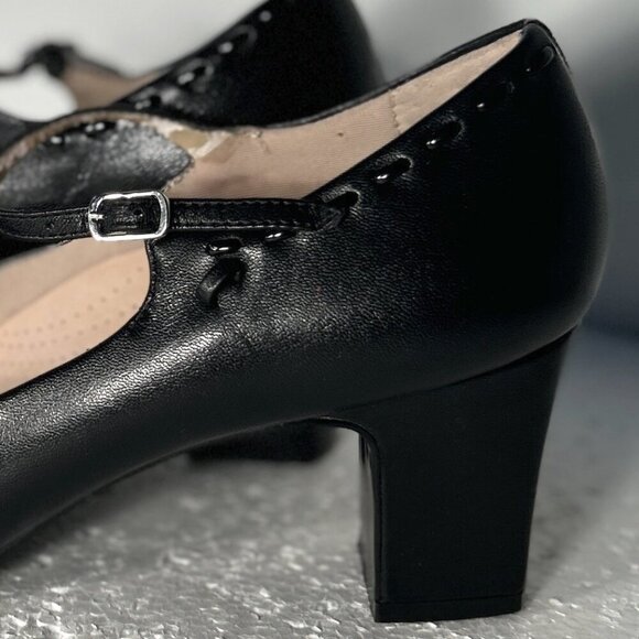 Trotters SZ 9N Black Mary Jane Heels Comfort Office Dressy Retro Wardrobe Staple - Picture 7 of 11
